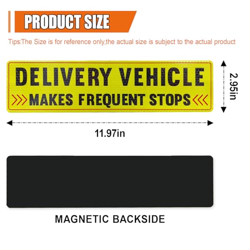 UHANBUT 2PCS Delivery Driver Car Magnet, Waterproof Night Reflective Safety Warning Signs, Reusable Frequent Stops Delivery Driver Magnetic Sticker, Car Door and Bumper Sign (Pattern1)