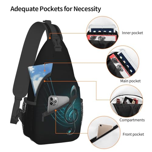 Music Shoulder Bag Music Notes Sling Backpack Daypack Casual Backpack Hiking Bag Notes Backpack Bag4