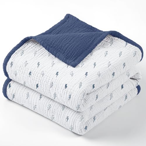 lulumoon Muslin Baby Blanket for Boys: Cotton Toddler Blanket for Daycare