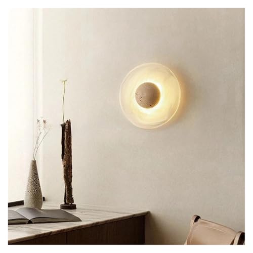 Aplique de pared LED en piedra travertina cremosa, lámpara interior para pasillo 5