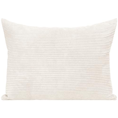 Selfitex XXL Breitcord Sofakissen 60x80 cm, Couchkissen mit Füllung und Bezug, edler Cord Stoff, extra weich und dekorativ, modische Breit Cord Optik, superweiche Kissen, Moderne Farben (Beige)
