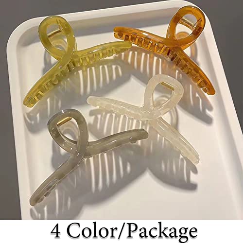 Hair Claw Clips Large Butterfly Hair Clips For Women Claw Clips For Thick Hair Big Claw Clips Jelly Hair Clip For Girls Hair Accessories For Long Thick Hair （4 Color/Gift Box） #TOP7