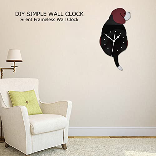 plplaaoo Creative Dog Wagging Tail Wall Clock, Pendulum Clock, DIY Simple Fashion Silent Wall Clock with Swing Tail - Image 3