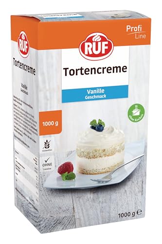 RUF Torten-Creme Vanille, für eine luftig lockere Creme nur Milch hinzufügen, zur Garnitur von Torten und Cupcakes, vielseitig einsetzbar, Großpackung, 1x1000g