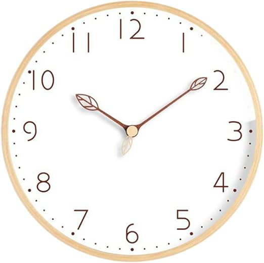 Amazon Co Jp Golwis 壁掛け時計 葉っぱデザイン針 30cm 天然木 掛け時計 ガラス 木材 時計 木目 透明 シンプル ナチュラル デザイン時計 韓国 雑貨 インテリア 北欧 モダン プレゼント ギフト 贈り物 静音 韓国インテリア ブラウン ホーム キッチン