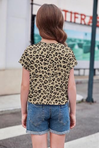 Image of Arshiner Girls Shirt Crop Tops Short Sleeve Summer Drop Shoulder Batwing Sleeve Crewneck Loose T Shirt Tee