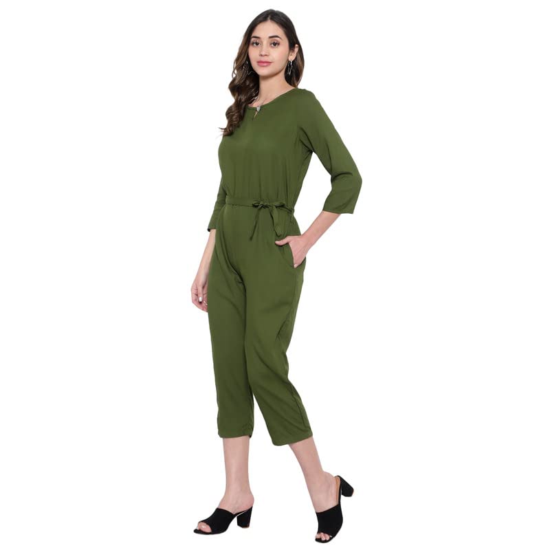Image of Women's Knee Length Full sleeves jumpsuit (multicolor)