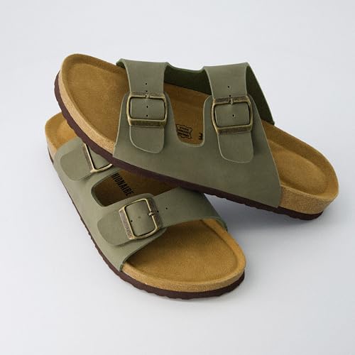 CUSHIONAIRE Lane Cork Footbed Mens Sandals, Adjustable Buckle Comfort Slides for Men, Genuine Leather Insole Summer Sandals Men Footwear4