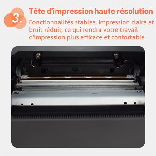 Imprimante Thermique pour Reçus,80mm Impression Thermique Directe Bureau Connexion USB+LAN Haute Vitesse avec Cutter Automatique Panier Papier Grande Taille Support ESC/POS pour