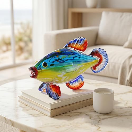 Figura Decorativa de Vidrio en Forma de Pez Azul miniatura 4