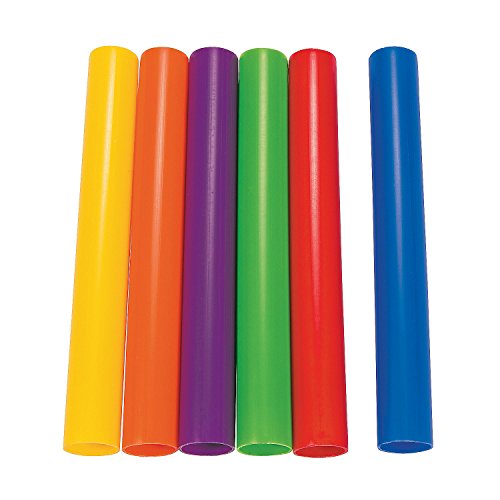 Fun Express Plastic Rainbow Relay Batons - 12 Pieces - Educational and Learning