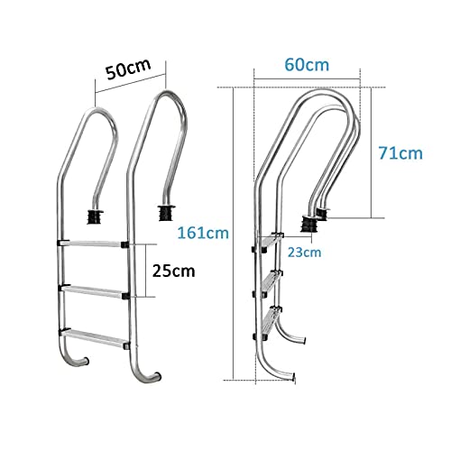 Escalera para piscina con pasamanos y 3 peldaños antideslizantes miniatura 7