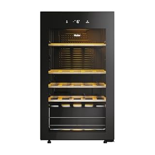 Haier, Cantina Vino HWS34GGH1, Wine Bank 50 Serie 3, 34 bottiglie, 37 dB, Connessa, Vetro Anti-UV, Monozona, Nero, AxLxP 85x47,5x45,6 cm [Classe di efficienza energetica G]