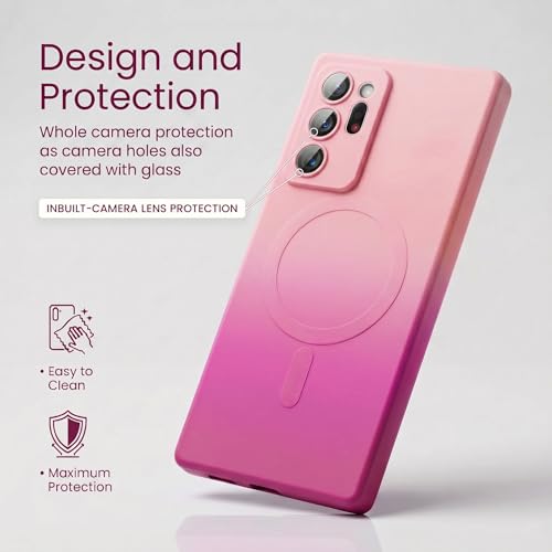 Image of amazon basics Gradient Mag-Safe Case for Samsung Galaxy Note 20 Ultra | Soft Silicone Shockproof Cover with Camera Protection | Slim Lightweight Design | Smooth Touch & Durable - Light and Dark Pink