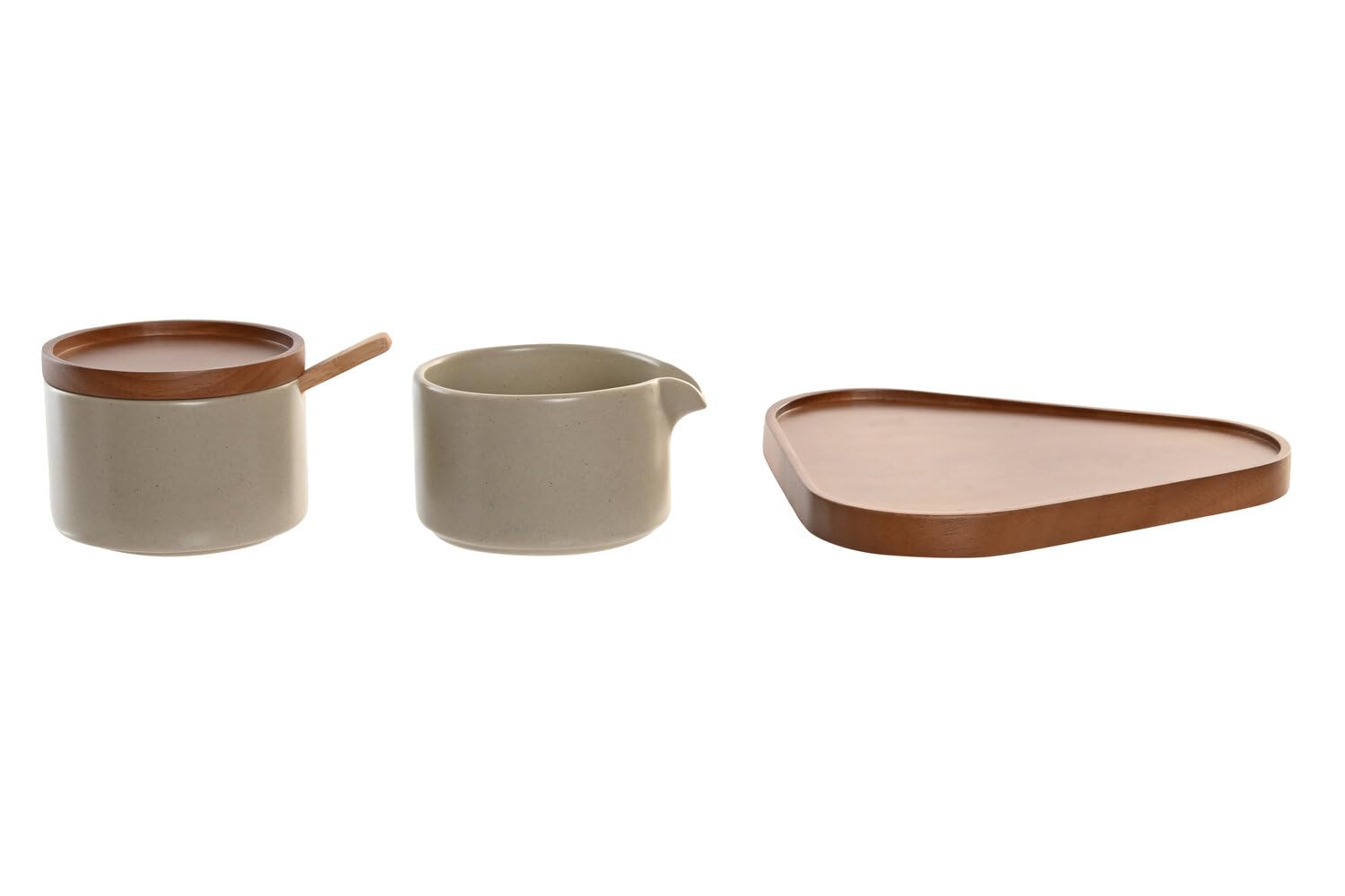 AZUCARERO SET 2 RUBBERWOOD 19,5X18,5X7 LECHERA
