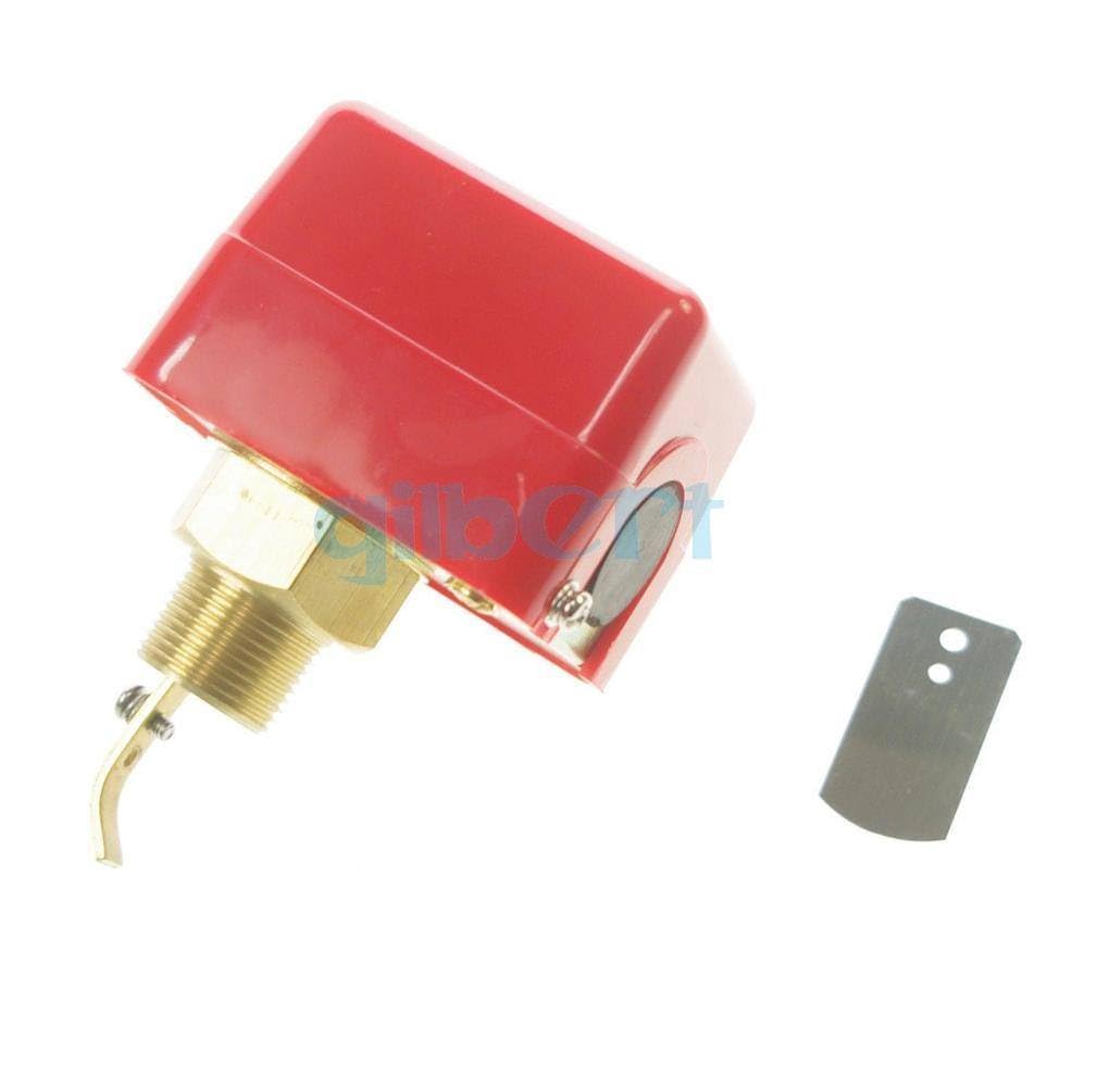 Generic 220V 3A 3/4"" BSPP SPDT Water/Paddle Flow Switch Thread Connection Contacts Red