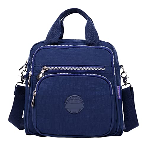 Finetoknow Sac à Dos en Nylon Multicouche imperméable Sac à bandoulière Polyvalent Sac à Dos de Voyage antivol décontracté Sac à Main Sac à bandoulière 24 * 12 * 25cm Bleu foncé Cover