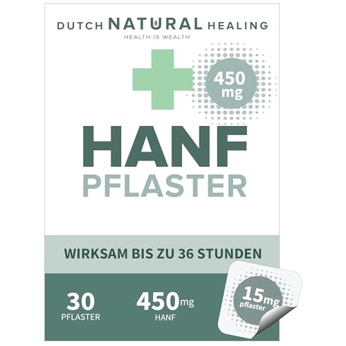 Hanf Pflaster - 30 Topische Transdermale Haut-Pflaster - 450mg Bio Hanf - 15mg pro Pflaster - Bis zu 36 Std. Tragezeit - Diskrete Wellness-Pflaster