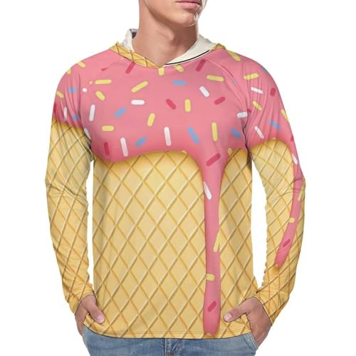 Mens UPF 50+ Sun Protection Hoodie Rash Guard Long Sleeve Sun Shirt Hiking Ice Cream and Waffle Fishing Hoodie-4
