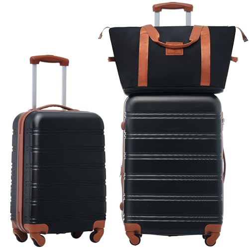 Hardshell Luggage Sets 2Pcs + bag Spinner Suitcase with TSA Lock Lightweight 20