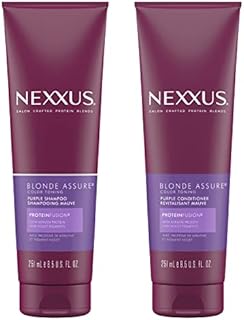 Nexxus Purple Shampoo and Conditioner For Blonde Hair Blonde Assure Keratin Protein 2 Count