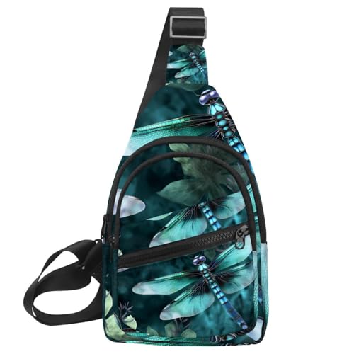Mochila cruzada de libélula verde para correr, entrenar y disfrutar de tus viajes