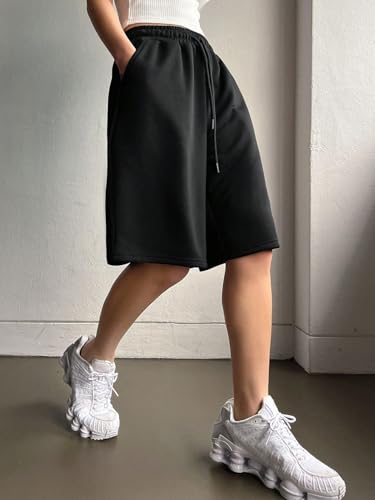 Image of dockstreet Straight Wide fit Long Length Cotton Shorts with Two Side Pockets for Women /Trending Multi Pocket Style, Relaxed Casual Shorts for Women