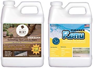 Resist Mist-Never Scrub Again Composite Deck Sealer & Premium Concreted Cleaner-New for 2020-Pro Strength Formula. No More Ugly Black Spot, Dirt & Grease Stains. Keeps Surfaces Looking Just Cleaned