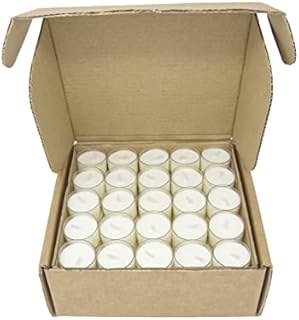 Premium Tealights Rapeseed Wax Transparent Clear Cup Tea Lights White Wax Unscented Night Lights Candles Vegan Wax Non-Toxic (100 Tealights x 4 Hours Burning Time)