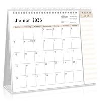 SKYDUE Tischkalender 2026, Kalender Von Jul. 25 Bis Dez. 26, Tischkalender Zum Aufstellen, Monatskalender 2025 Mit Monatsansicht Abreißbarer Liste,27x23x7.8cm, Kalender Schuljahr(Beige)