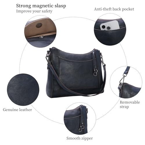 Image of Iswee Leather Crossbody Bags for Women Shoulder Purse Medium Hobo Genuine Leather Satchel Purses and Handbags