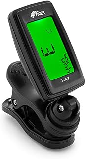 TIGER T-47 Clip-On Digital Chromatic Tuner for Acoustic, Electric, Bass Guitars, Banjo, Ukulele, Violin Black