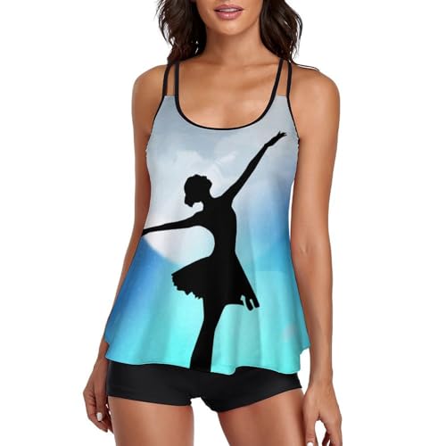 Maillot de bain tankini couvrant pour femme avec short de garçon anti-frottement