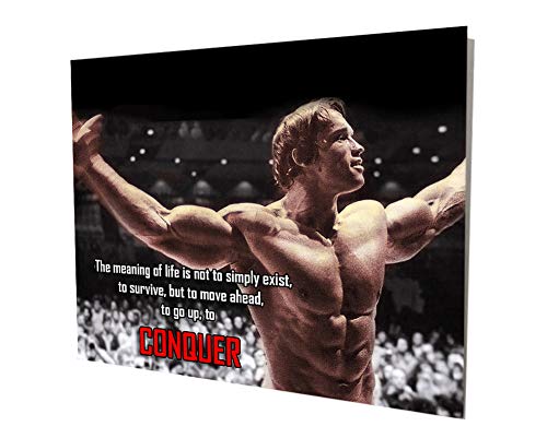 Arnold Schwarzenegger Body Builder Inspirational Quote Conquer Gym Art Vintage Style Metal Signs Metal Tin Aluminum Sign Garage Home Decor 8x10"
