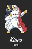  Kiara - Notes: Noms Personnalisé Carnet de notes / Journal pour les filles et les femmes. Licorne qui dab aux cheveux aux couleurs du drapeau ... anniversaire, cadeau de Noël et de fête.