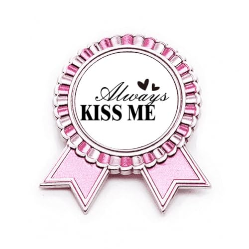 Broche Always Kiss Me rose en métal style Art déco taille M