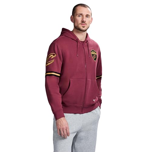 GAME 7 x NBA Officially Licensed Mens Full-Zip Up Long Sleeve Hooded Fleece Sweatshirt Cleveland Cavaliers M Wine