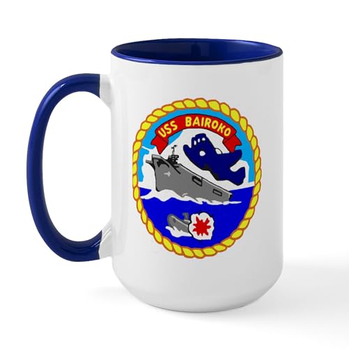 Taza de cerámica blanca 15 oz con diseño USS Bairoko miniatura 1