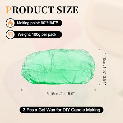 MECCANIXITY 0.44lb Gel Wax for Candle Making, High Transparency Gel Wax Melts Candles Making Supplies for DIY Handmade Candle Decorative Material Supplies, Green,2pcs by MECCANIXITY - Used condition - Image 2