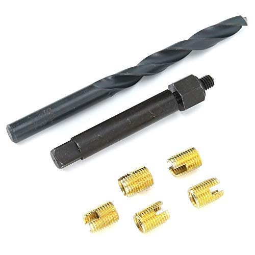 Ymiko Thread Inserts for Metal, 12pcs M6x1 Thread Repair Kit Helicoil Repair Kit Self Tapping Insert Drill Bit Installation Tool