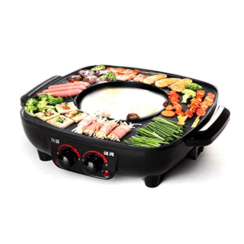 2 in 1 Elektrogrill, bewegliche sicher und langlebig, leicht zu reinigen, Antihaft-Shabu, für Familien-Party Hotels