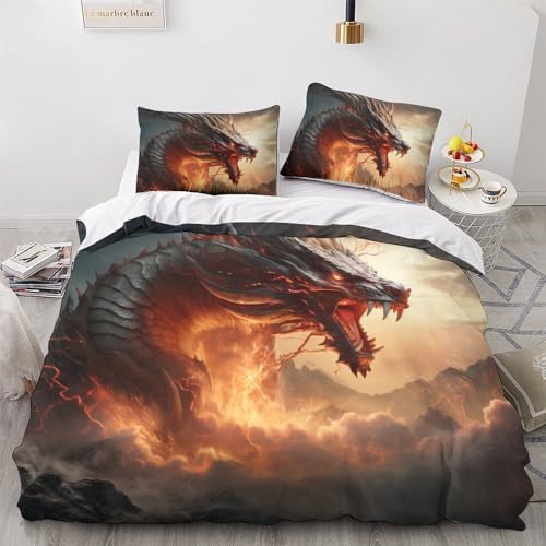 Housse de couette dragon chinois impression 3D microfibre parure de lit