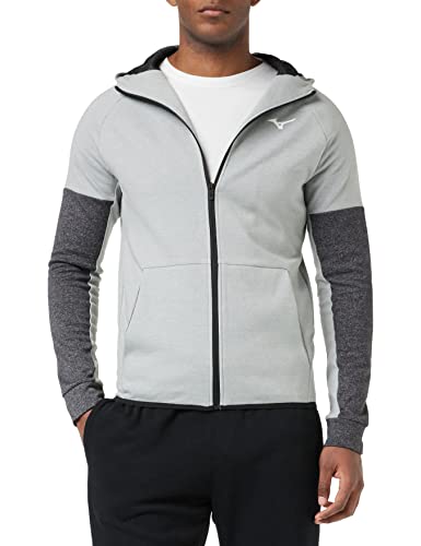 Mizuno Men's RB Sweat Hoodie Training, Gray/Black, L