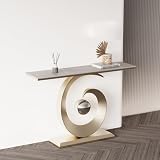 Mesa de sofá moderna con panel de roca con marco de metal para sala de estar, pasillo, vestíbulo y entrada