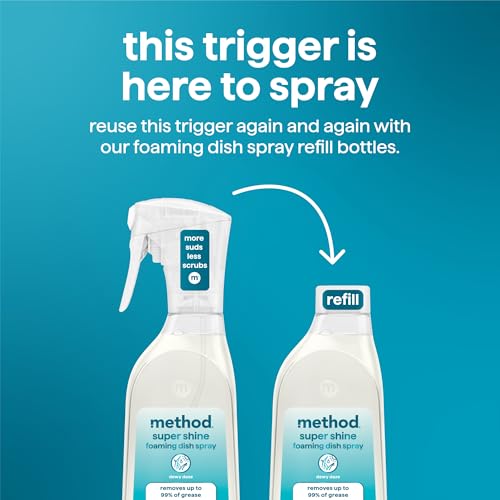 method Super Shine Foaming Dish Spray Starter Kit, Dewy Daze Scented | Reuse With Trigger, Powered by Enzymes, Removes Up to 99% of Grease, Gentle on Skin - image 3