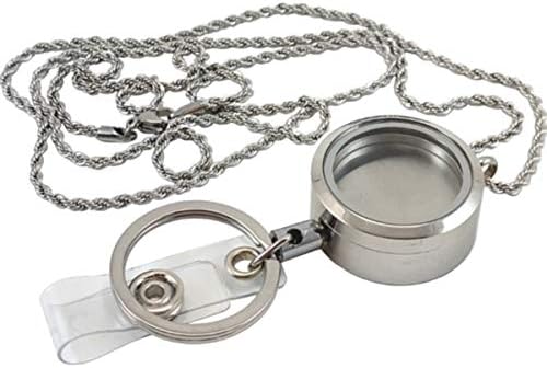 Custom Stainless Steel Lanyard with Floating Charm Locket Badge Reel with Sturdy Screw Top Lid and Key Ring Retractable Heavy Duty Rust and Tarnish Free Chain (FC LY America)