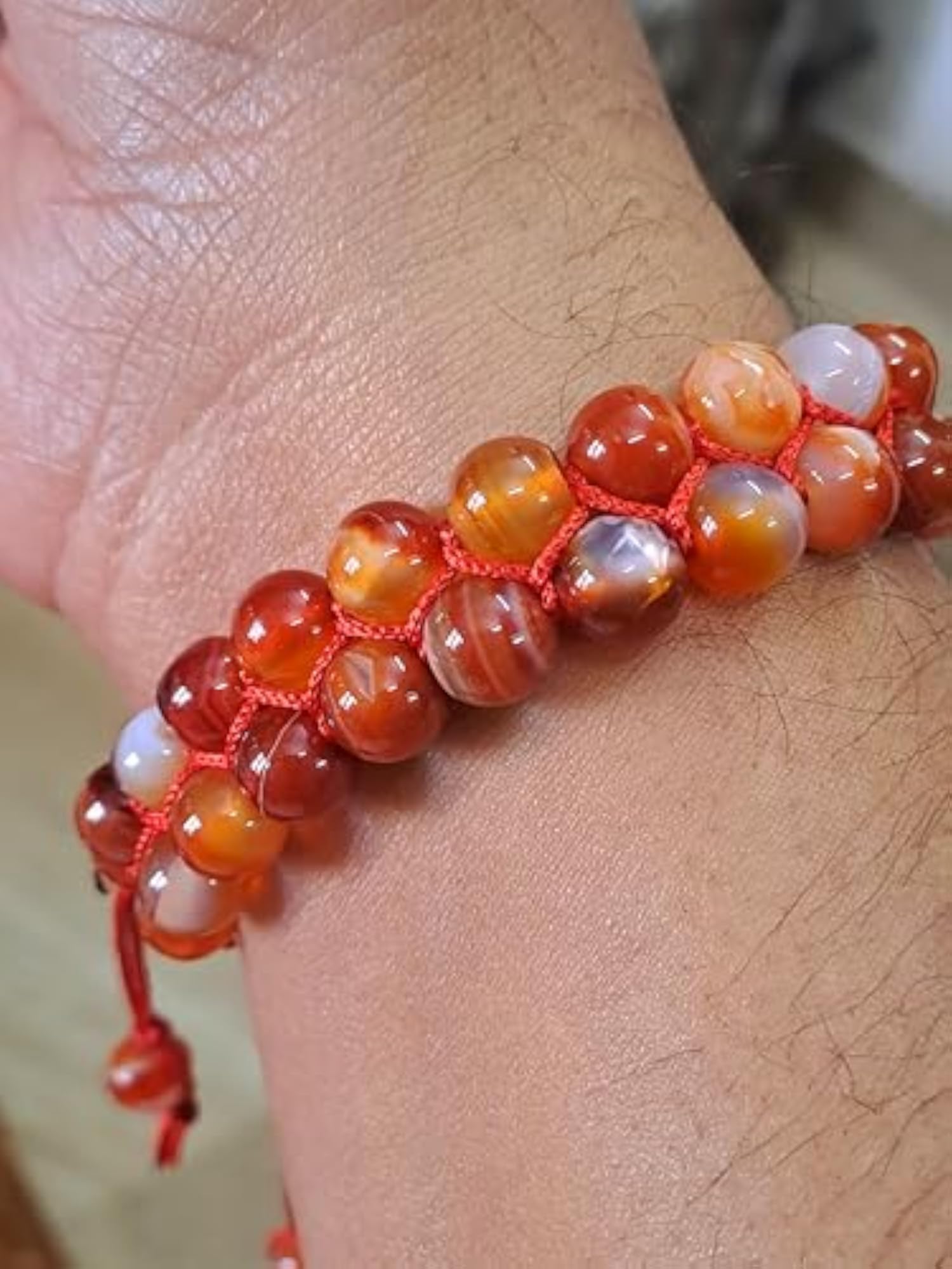 Natural Red Carnelian Double Layered Stone Bracelet, Reiki