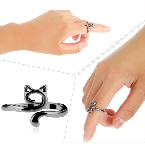 YUXIANLB Knitting Crochet Loop Ring for Fingers Metal Open Yarn Guide Crochet Rings Adjustable Braided Faster Knitting Thimbles Holders Accessories (2Black,2Gold)