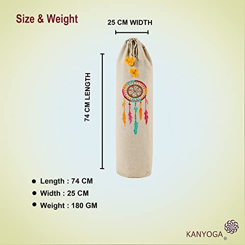 Image of Yoga Mat Cover Bag | Cotton Exercise Fitness Durable | Mat Carry Bag Cover Only With Strong Shoulder Straps | Yoga Mat Bag For Men & Women (Beige & multi, L 74 X W 25 Cm)
