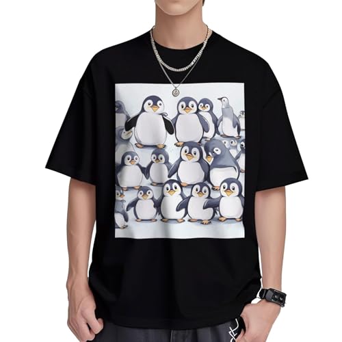 T-shirt coton pour femmes coupe ample anti-chaleur col rond pingouins
